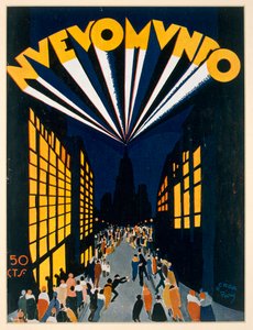 New World, julistemainonta Radio City -tyylisessä tapahtumapaikassa Pariisissa, n. 1928